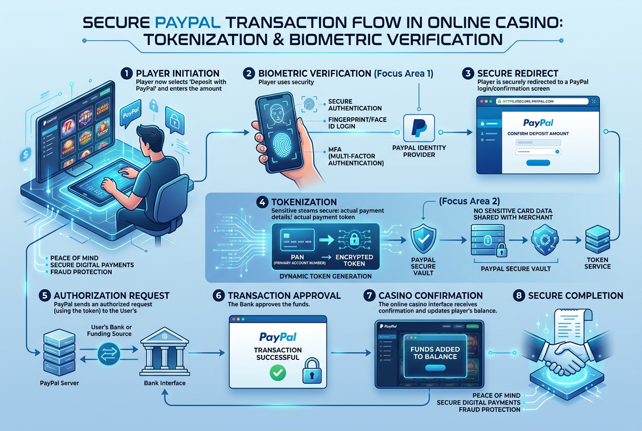 Schemat bezpiecznej płatności PayPal w kasynie